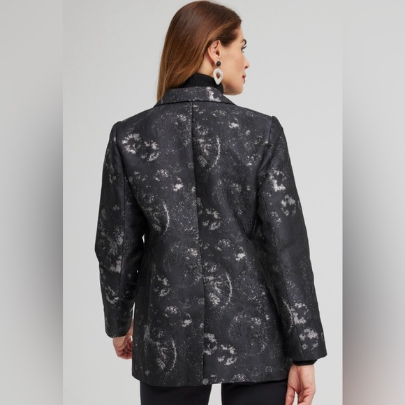 Chicos Jacquard Dressy Blazer Black/Sliver US Size 6 - Picture 2 of 7